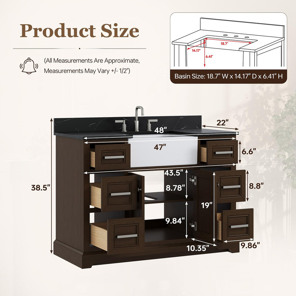 48 Inch Bathroom Vanity with Sink, Fully Assembled, Green