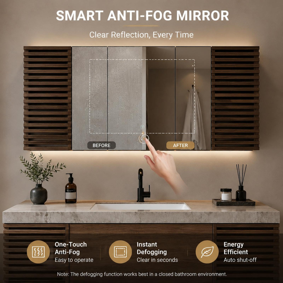 68 IN Floating Single Sink Bathroom Vanity Set with LED Mirror Cabinet