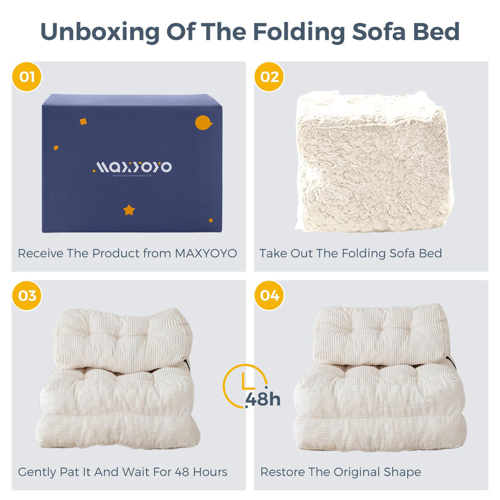 MAXYOYO Folding Sofa Bed, Convertible Chair Bed with Pillow