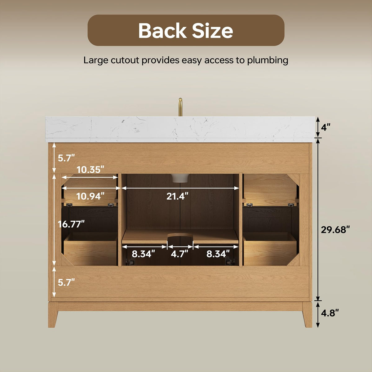 60 Inch Bathroom Vanity with Double Sink Combo, Greige