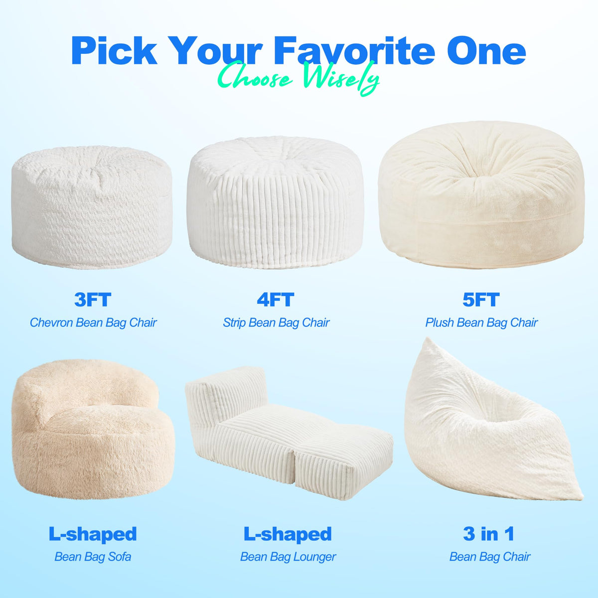 Hobestluk Adult Bean Bag Chair 3 in 1 Convertible Large Bean Bag Sofa