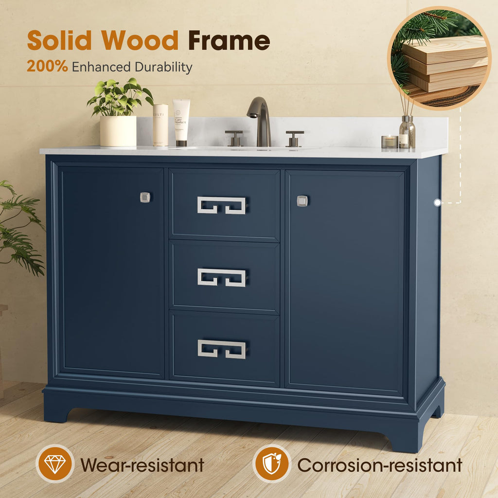 72 Inch Double Sink Bathroom Vanity Solid Wood, Fully Assembled