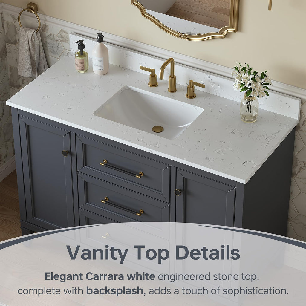 60 Inch Bathroom Vanity with Double Sink Combo, Greige