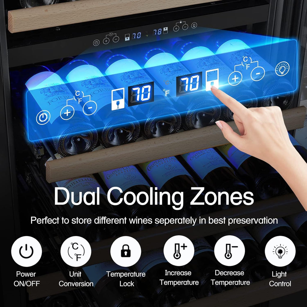 BODEGA 24" Dual Zone Wine fridge,174 Bottles Wine Cooler Refrigerator