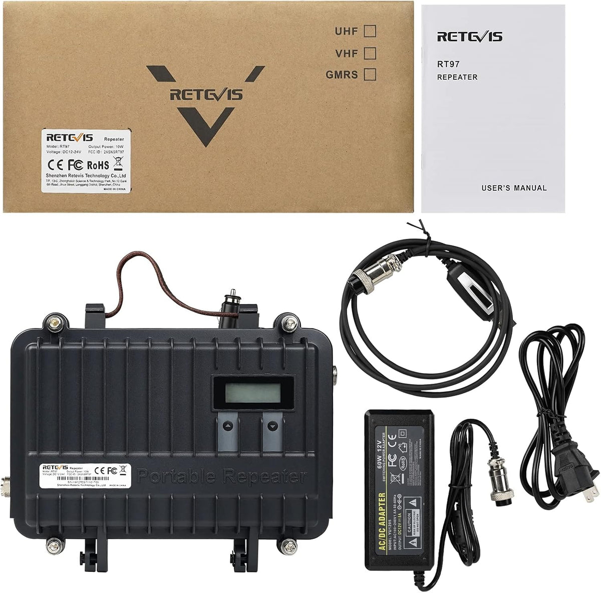 Retevis RT97 Full Duplex Radio Repeater, Customizable Analog, 16CH (1 Pack)