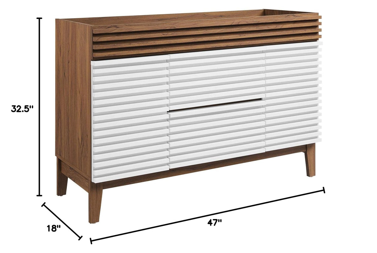 Modway Render Mid-Century Bathroom Vanity With Sink in Walnut White,24 Inch