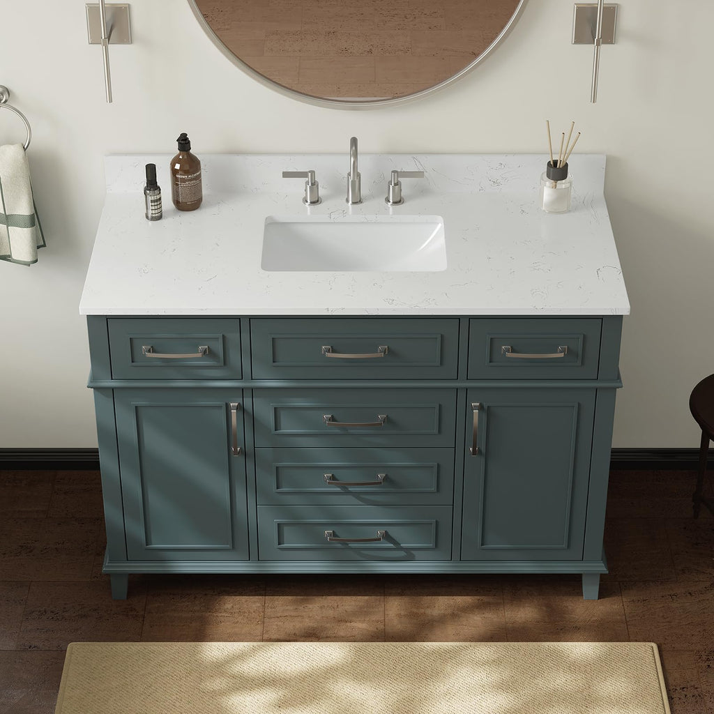 60 Inch Bathroom Vanity with Sink, Fully Assembled, Green