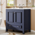 Tribesigns 30" Bathroom Vanity with Sink, Freestanding Bathroom Vanities Cabinet with Ceramic Basin Combo, Bathroom Sink Cabinet with 2 Doors and 1 Drawer, Solid Wooden Frame (Navy Blue, 30 INCH)