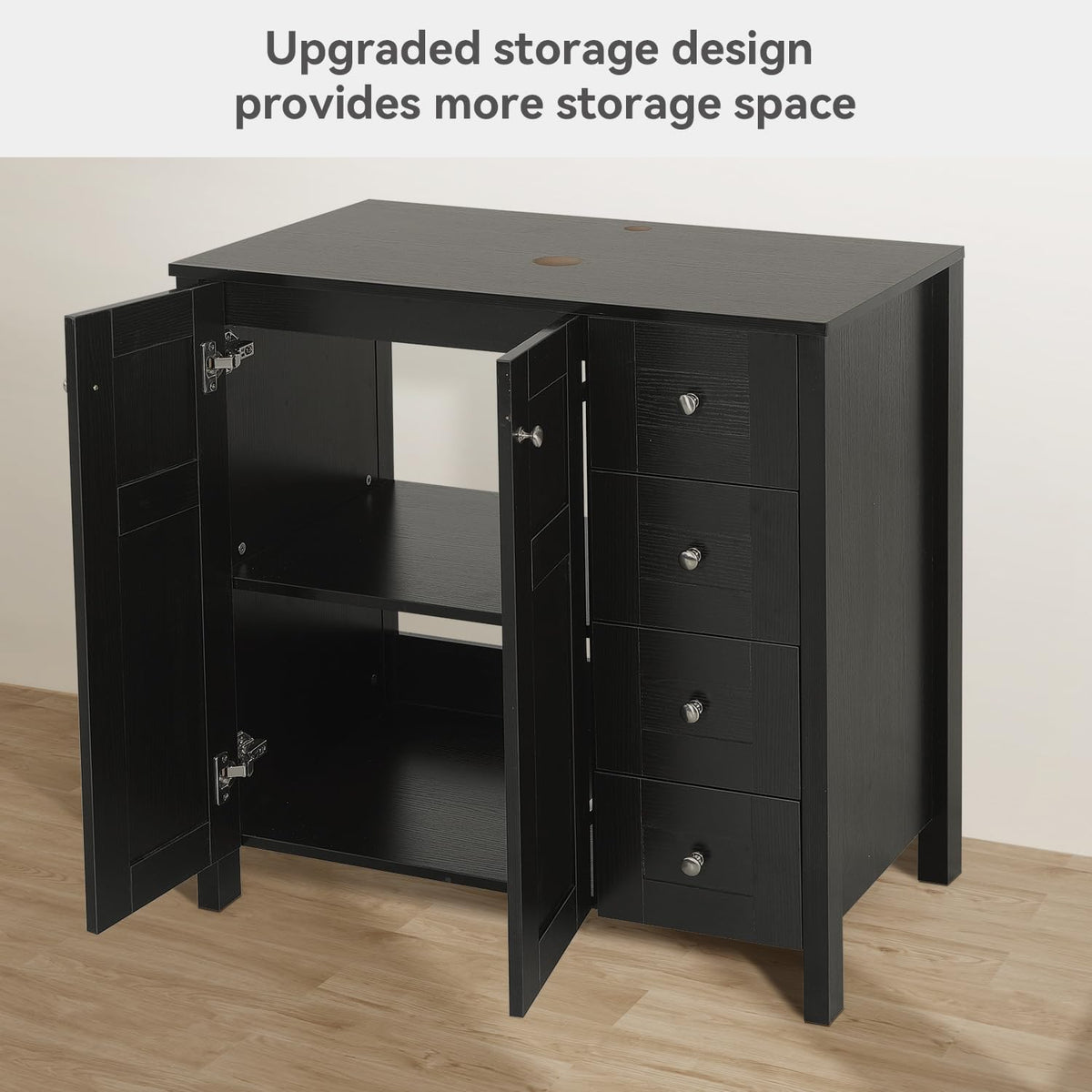 32'' Bathroom Vanity with Sink, Modern Bathroom Cabinet, Black