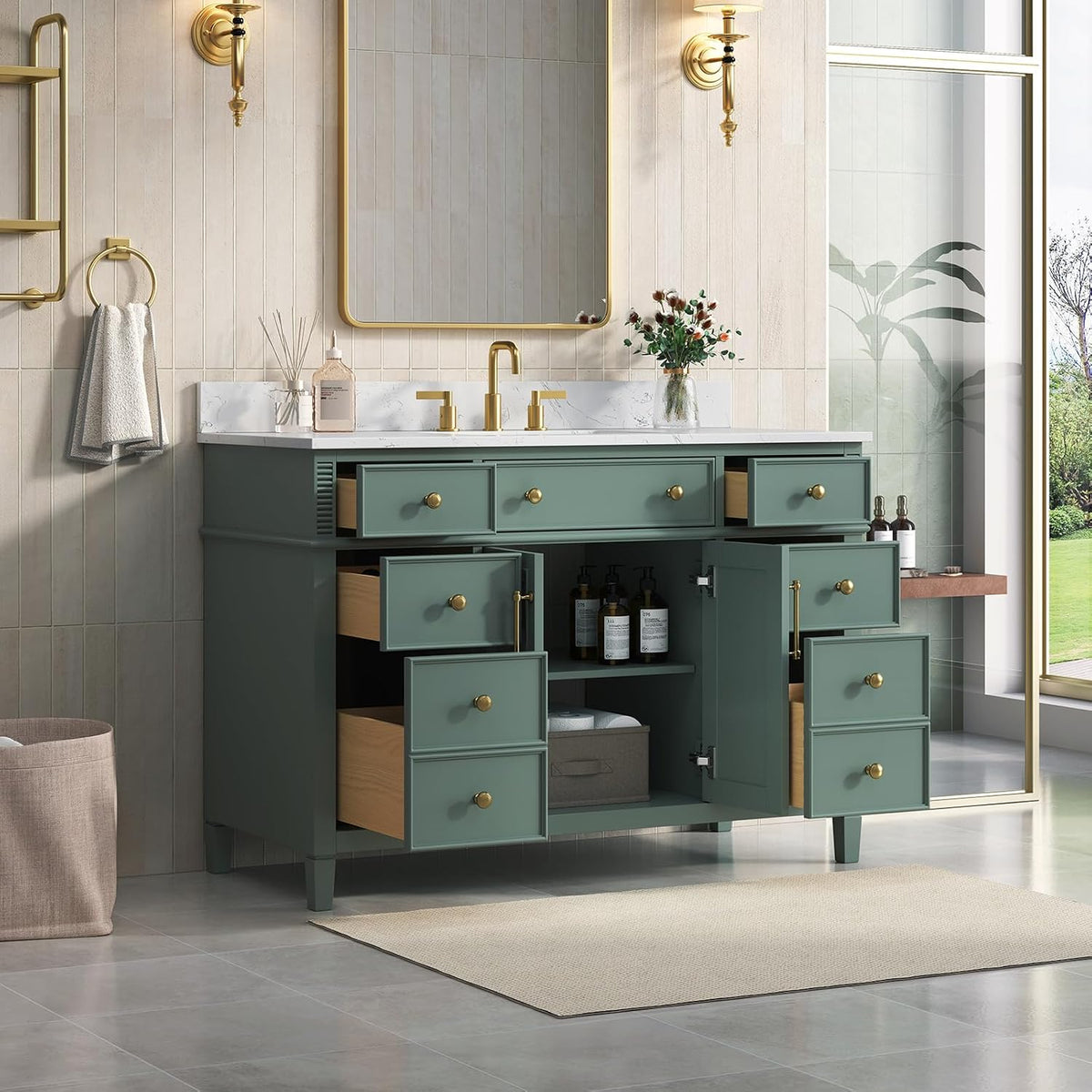 48 inch Bathroom Vanity with Sink, Green