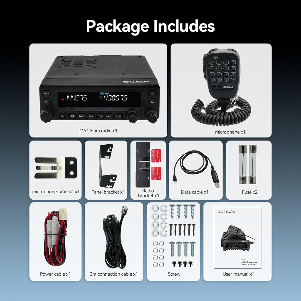 Retevis MA1 Dual Band Ham Radio, Cross-Band Repeater Mobile Transceiver