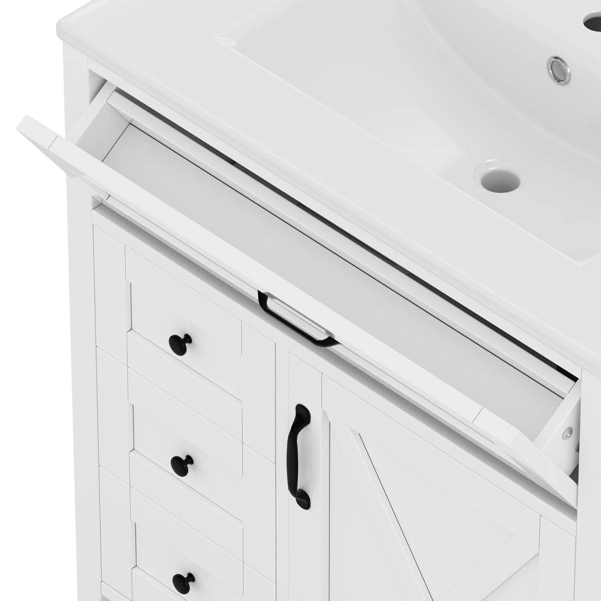 YOPTO 20" Bathroom Vanity with Ceramic Sink, French Style, Black