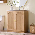 IFBUY 30 Inch Arched Bathroom Vanity with Sink, Fluted Design, Natural Oak