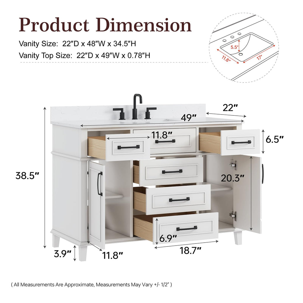 60 Inch Bathroom Vanity with Sink, Fully Assembled, Green