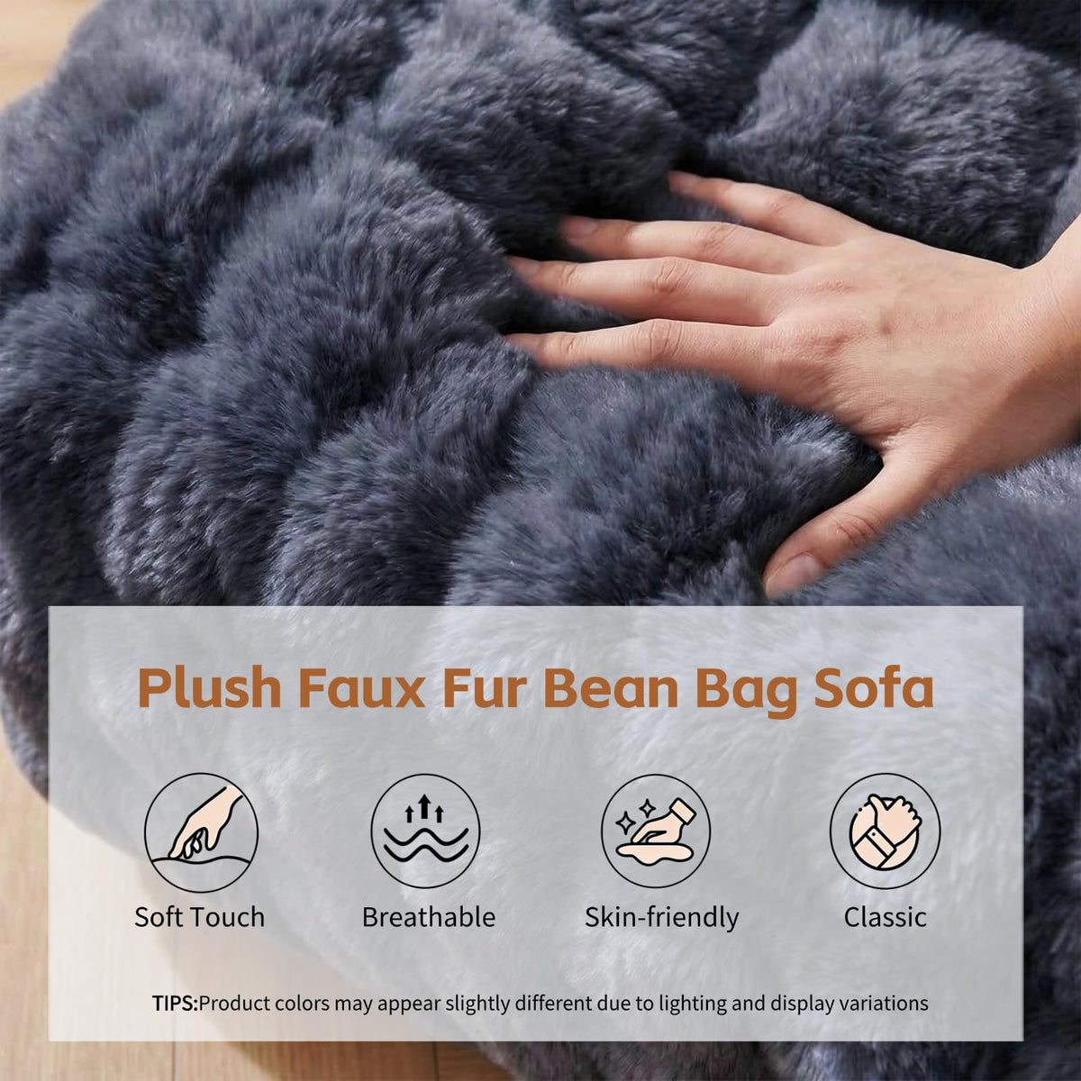 Memory Foam Bean Bag Chair, Gray