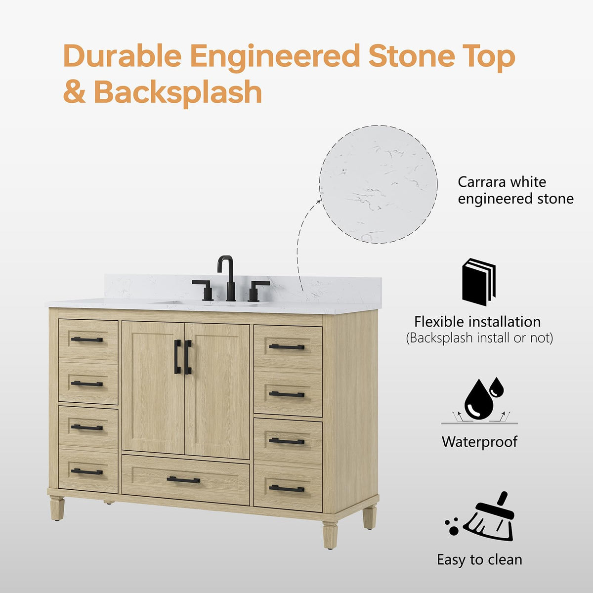 48 Inch Bathroom Vanity with Sink, Fully Assembled, Green