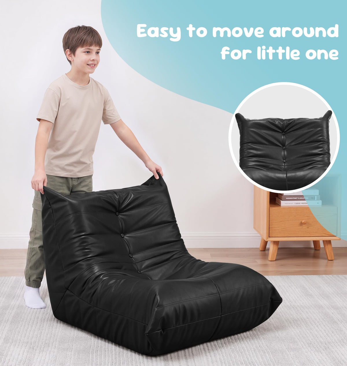 Hobestluk Bean Bag Chair Adult Leather Togo Chair Memory Foam Living Room