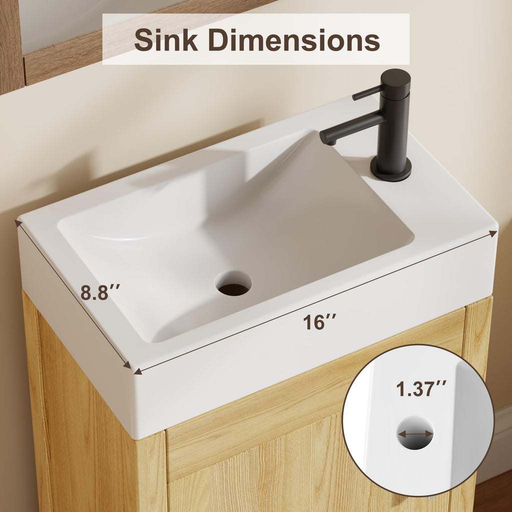 Garvee 24" Bathroom Vanity with Sink, Freestanding Bathroom Cabinet