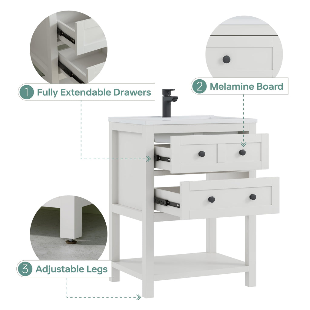 42 Inch Bathroom Vanity with Sink, Fully-Assembled, Walnut