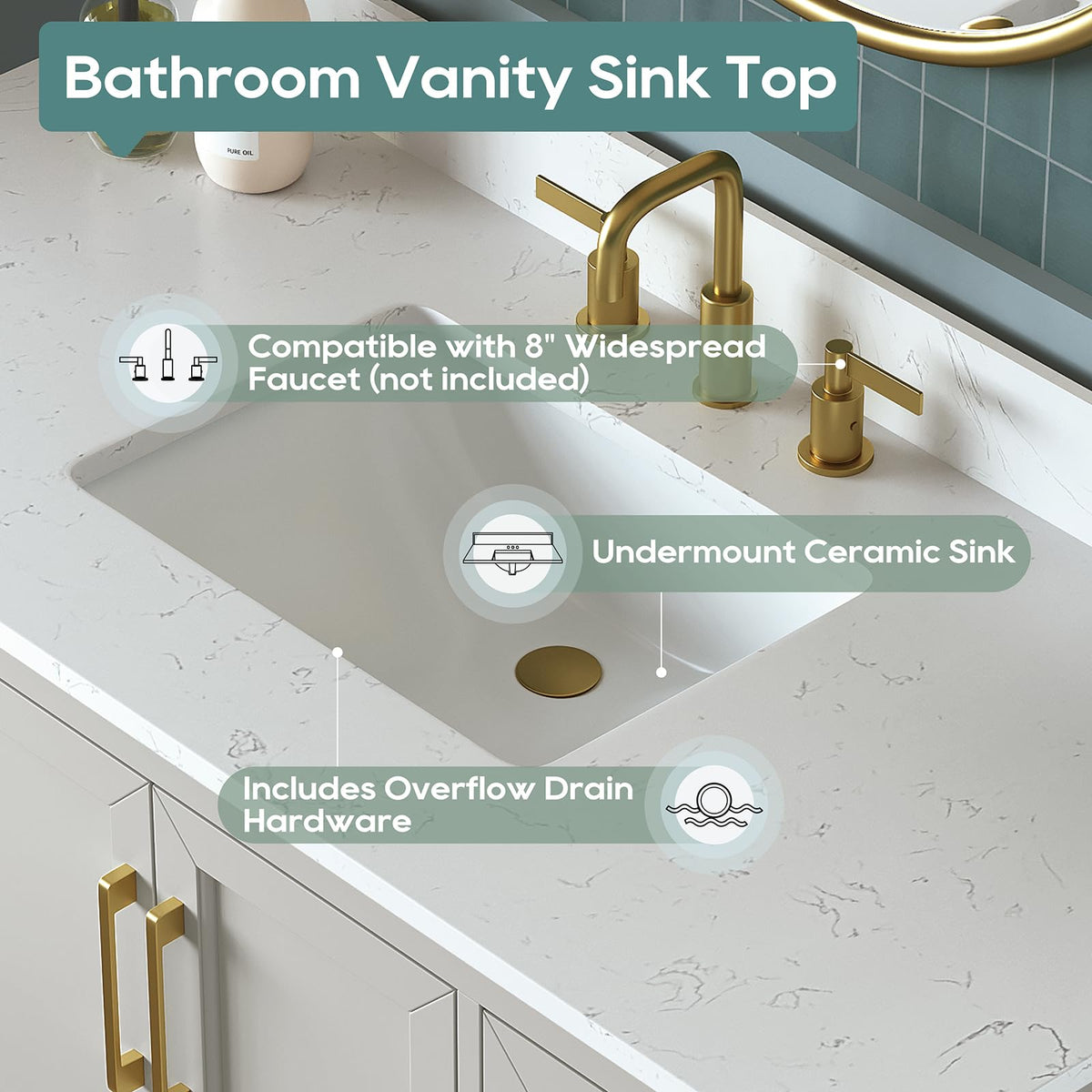 60 Inch Bathroom Vanity with Double Sink Combo, Greige