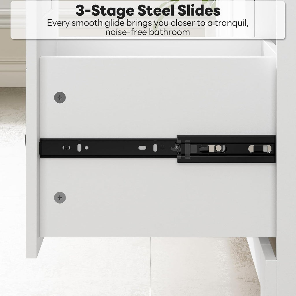 LIKIMIO 36" Bathroom Vanity with Sink, 2 Soft-Close Drawers & Doors, White