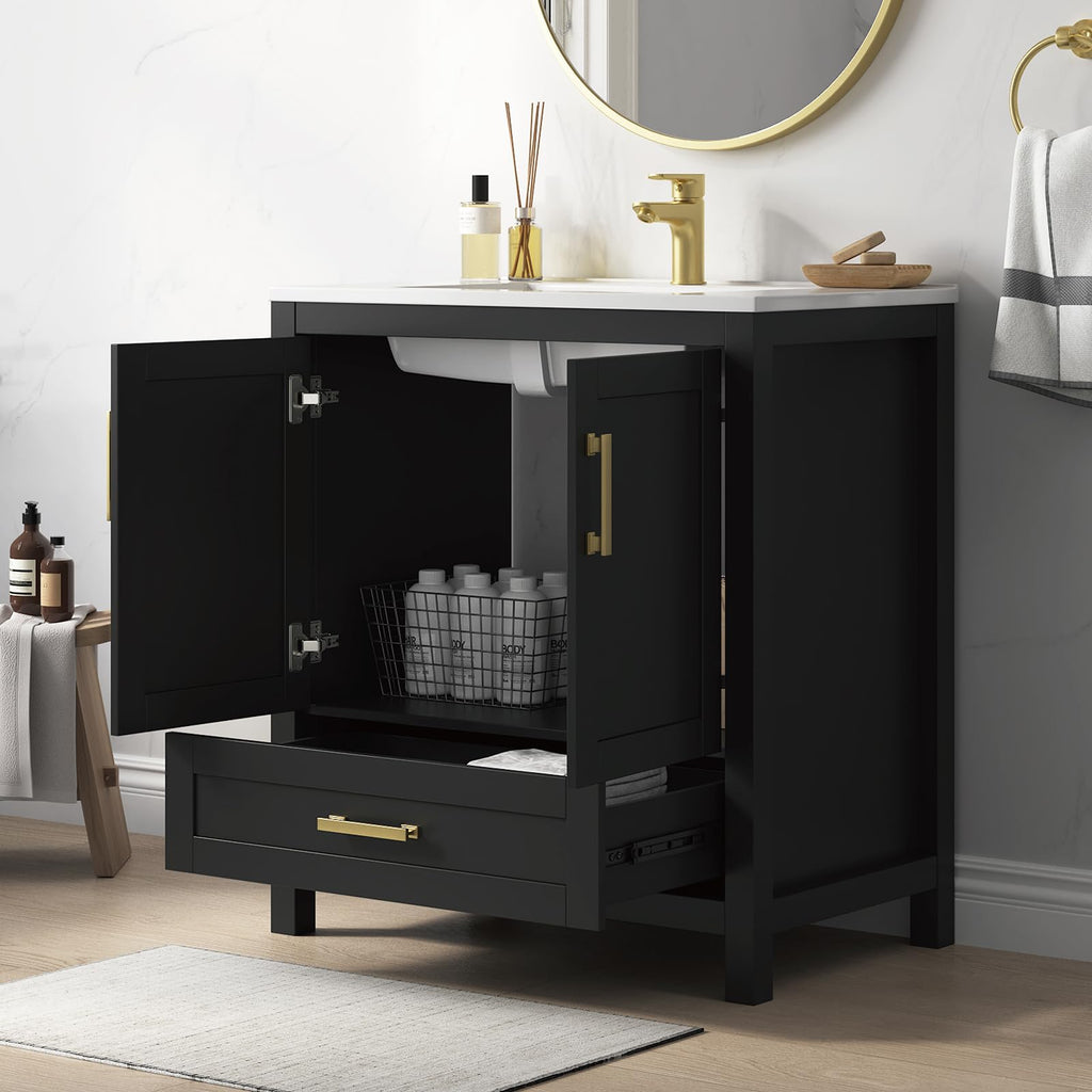 36 Inch Modern Bathroom Vanity with Sink, Black