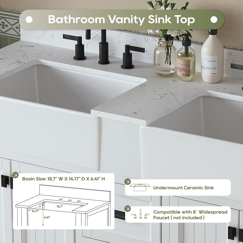 60 Inch Bathroom Vanity Double Sink, Steel Blue