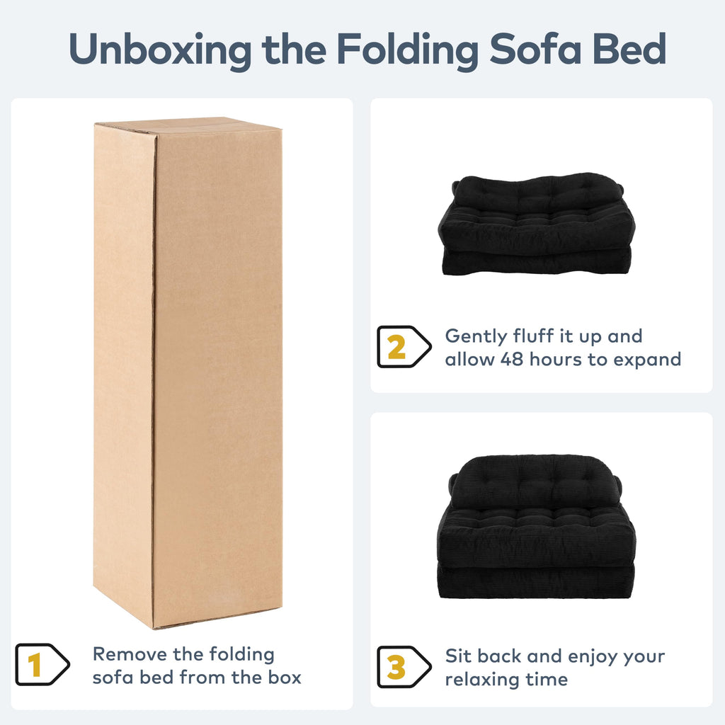 Convertible Corduroy Floor Sofa, 3-in-1 Folding Lazy Sofa Bed with Adjustable Backrest, Soft Bean Bag Chair Lounger for Living Room, Bedroom, Guest Room, Oversized Sleeper Chair