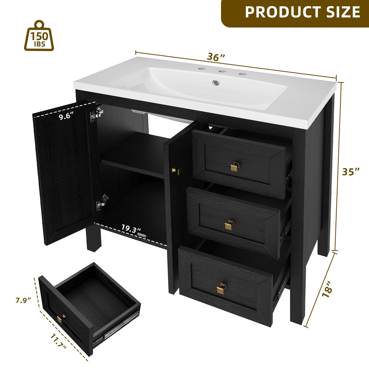 YITAHOME 36 inch Bathroom Vanity with Sink