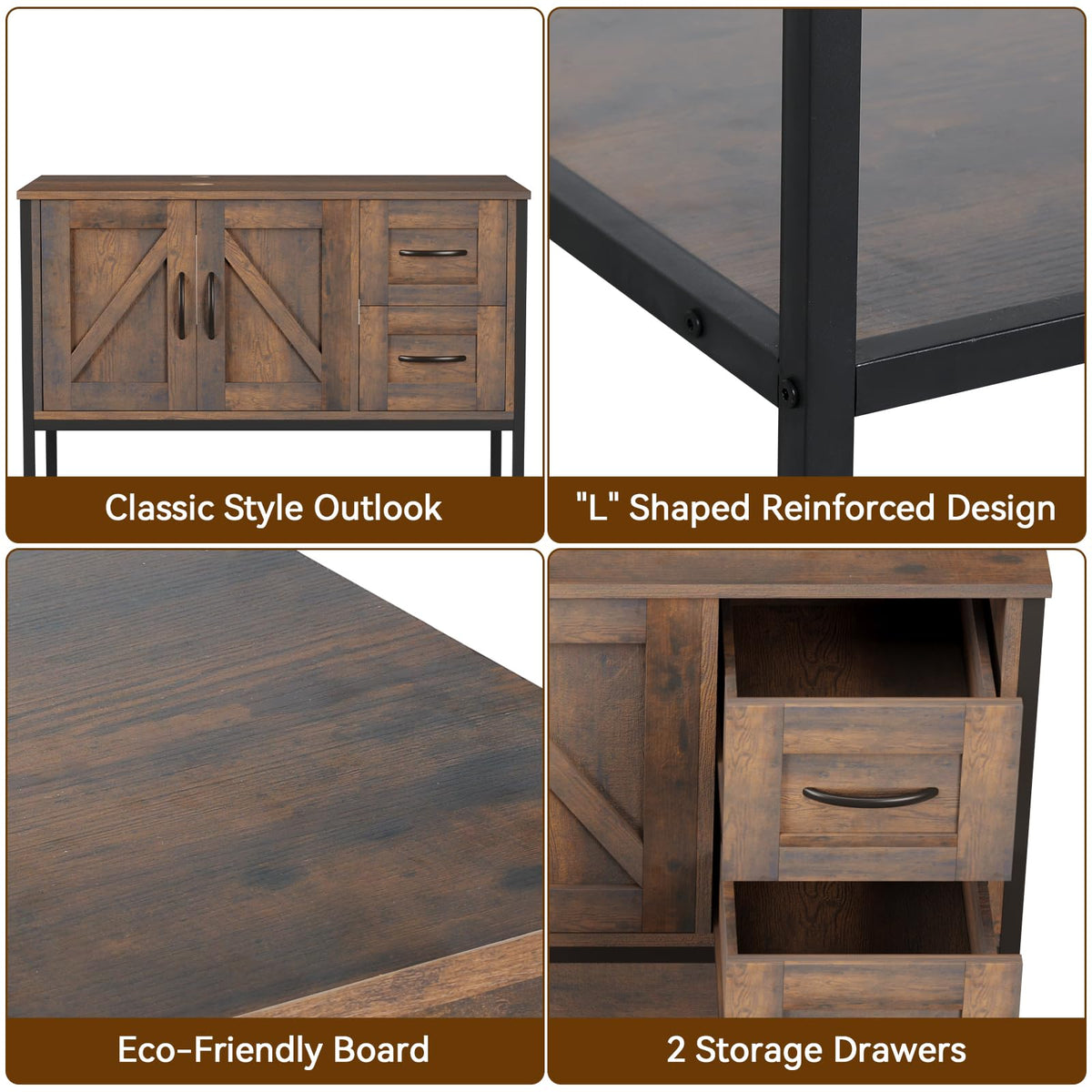 YOURLITE 36-Inch Farmhouse Bathroom Vanity with Vessel Sink, Rustic Brown