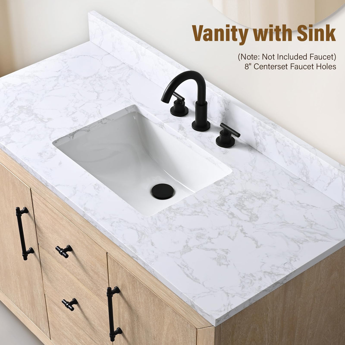 HOMEBEYOND 72" Bathroom Vanity with Double Sink & Ceramic Top, MDF Material Vanity Cabinet with Basin Combo, Soft-Closing Doors, Removable Shelf, Backsplash, Tan
