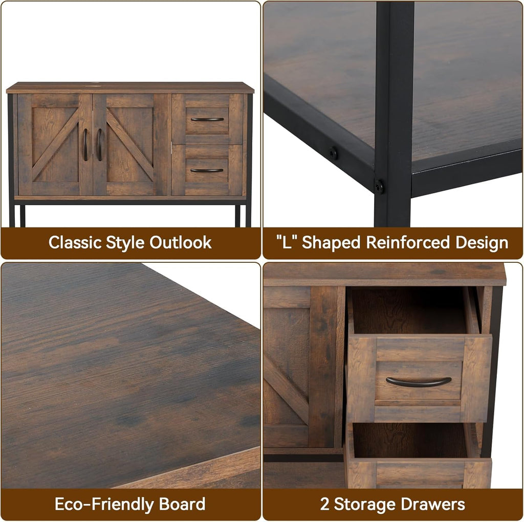 YOURLITE 36-Inch Farmhouse Bathroom Vanity with Vessel Sink, Rustic Brown