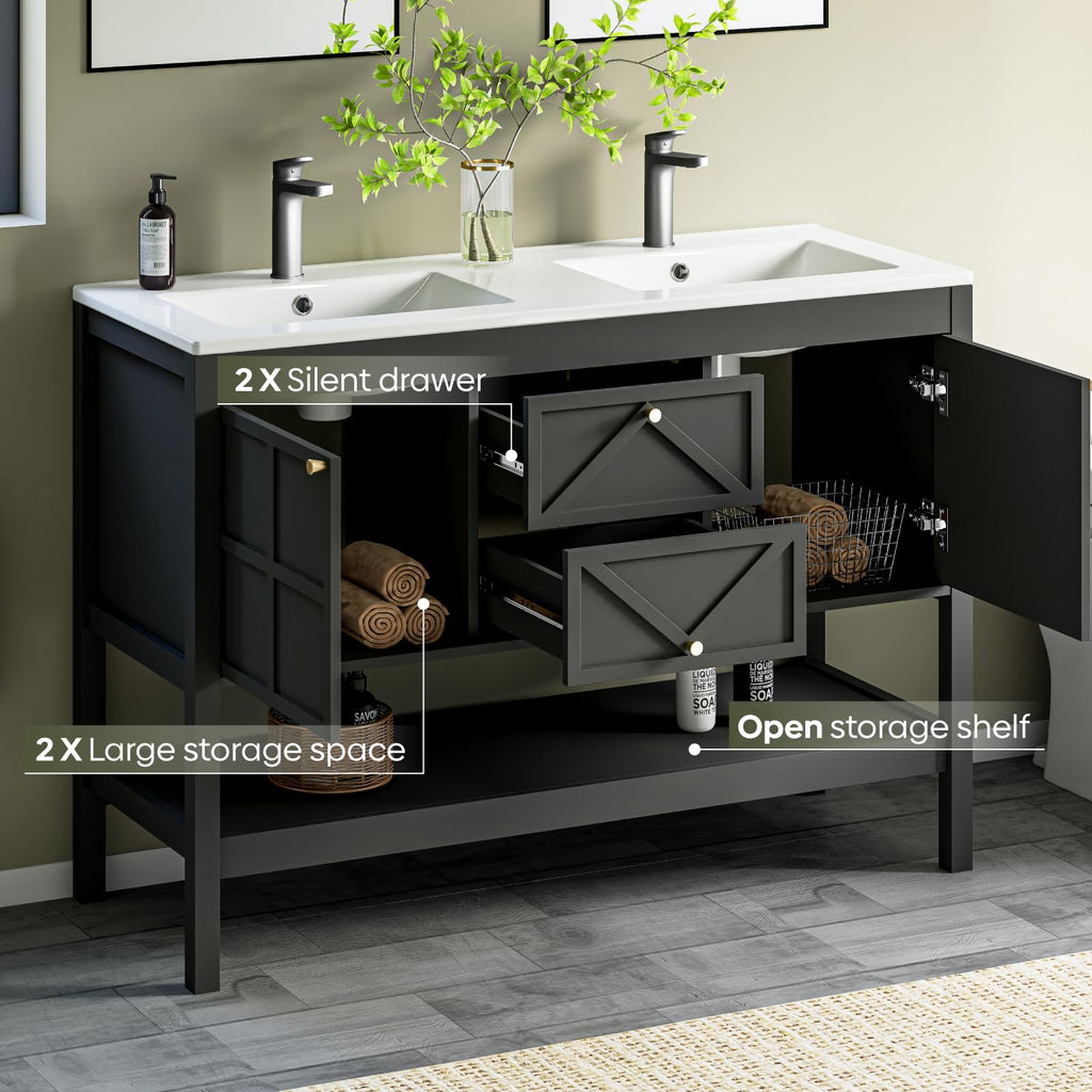 30" Bathroom Vanity with Sink, Modern Bathroom Cabinet, White