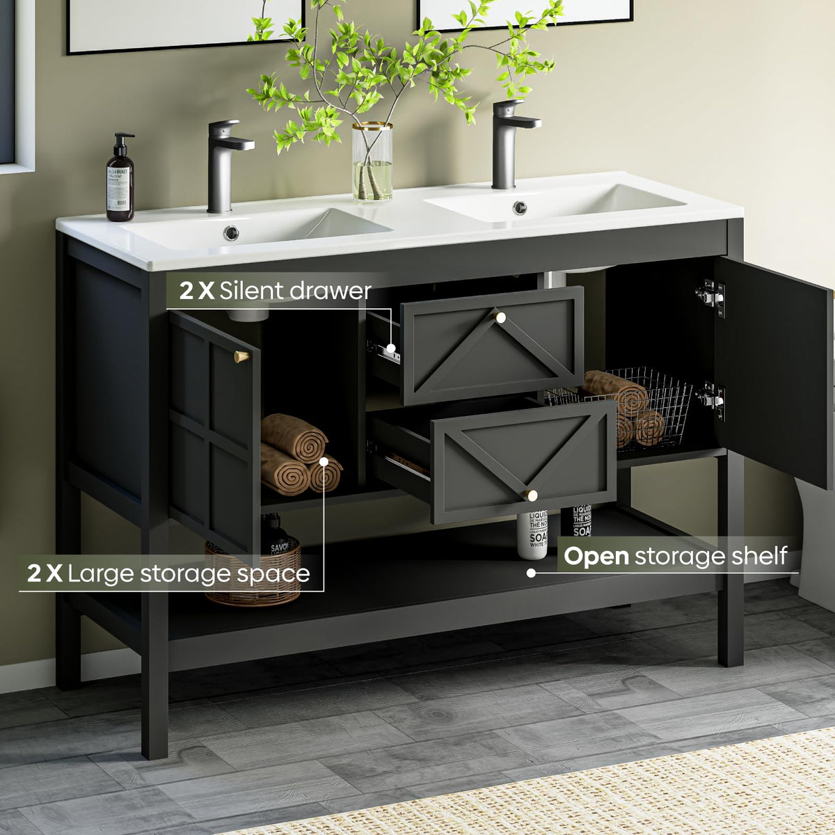 30" Bathroom Vanity with Sink, Modern Bathroom Cabinet, White
