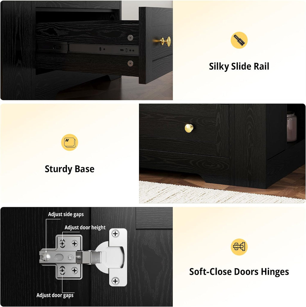 IRONCK Bathroom Vanity with Ceramic Sink, 30" Bathroom Cabinet, Black