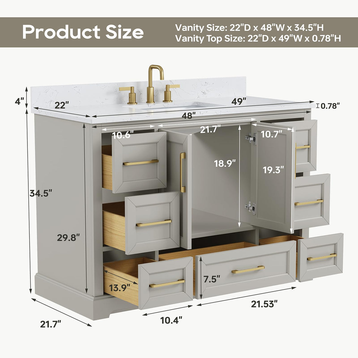 48 inch Bathroom Vanity with Sink, Green