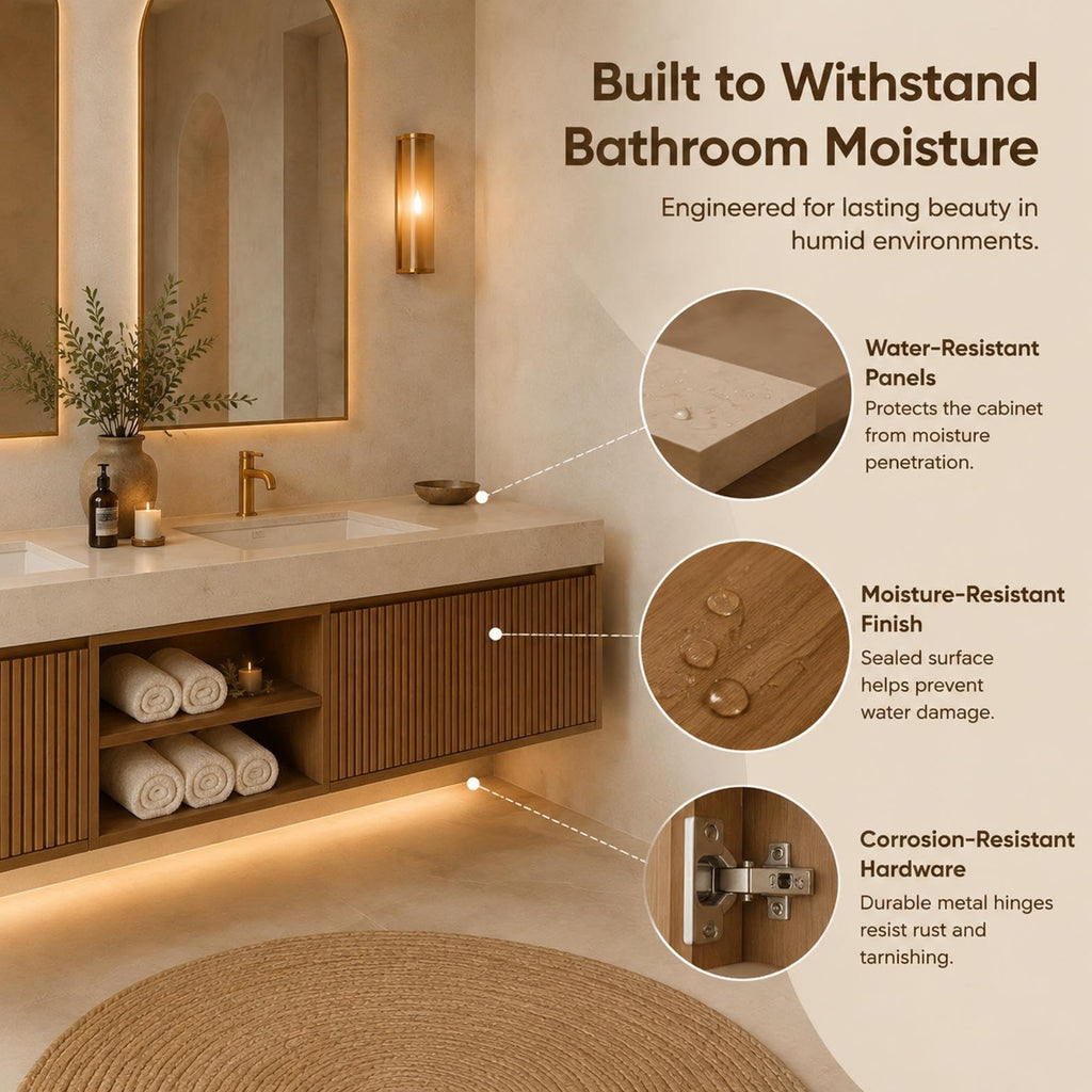 96 in Floating Double Bathroom Vanity with Sinks & LED Mirrors