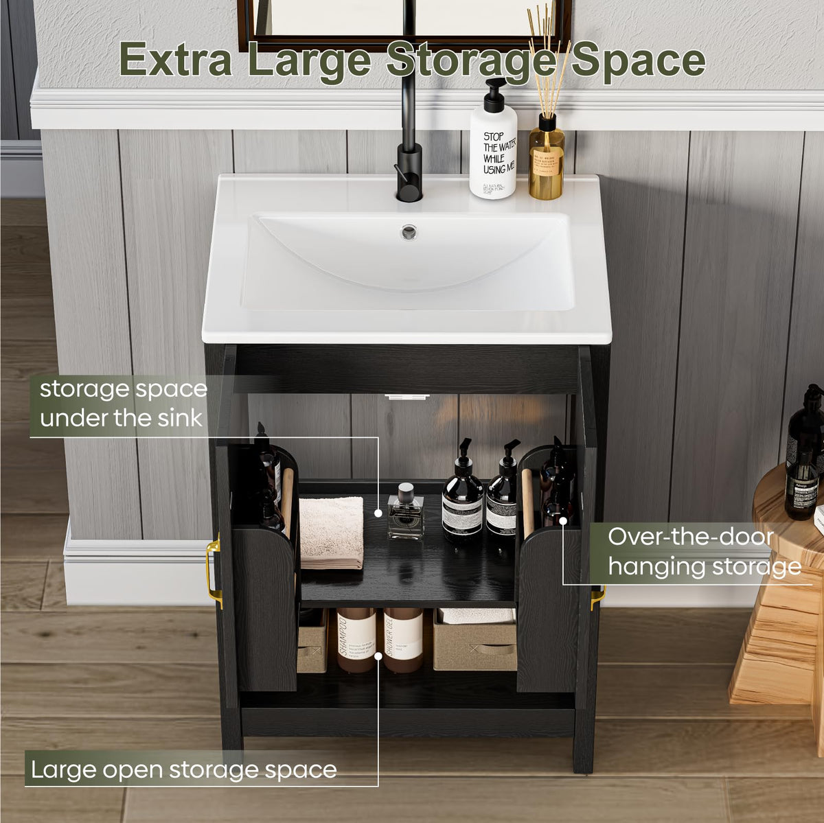 30" Bathroom Vanity with Sink, Modern Bathroom Cabinet, White