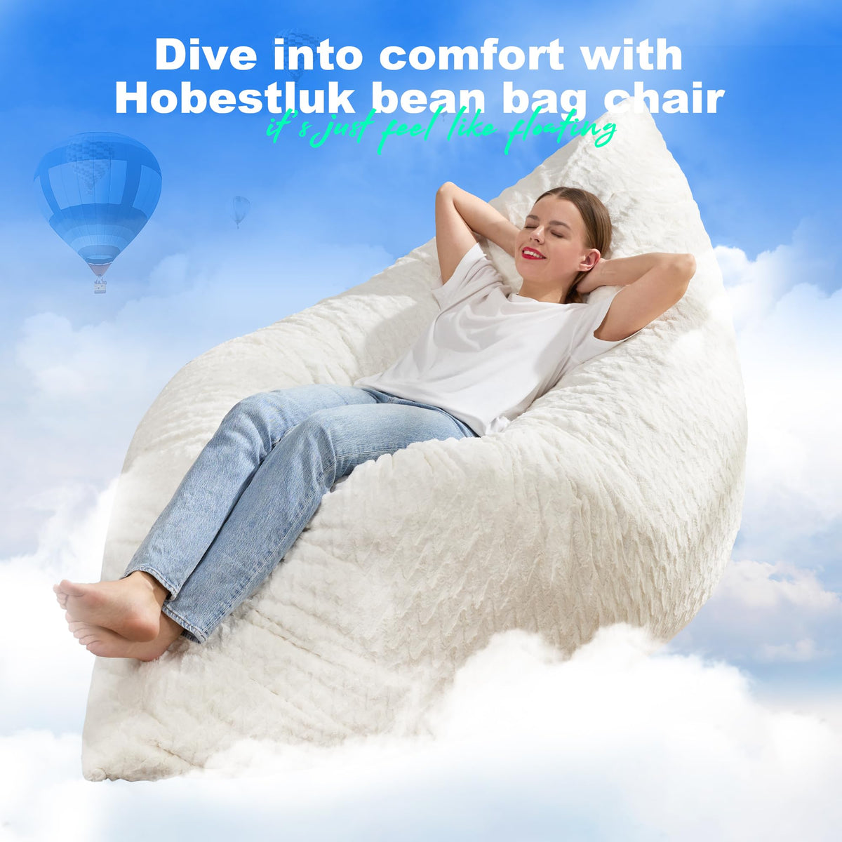 Hobestluk Adult Bean Bag Chair 3 in 1 Convertible Large Bean Bag Sofa