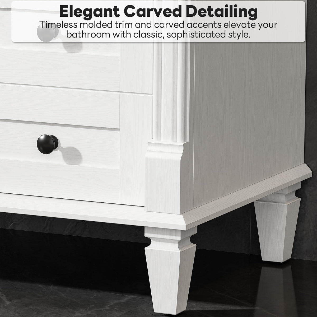LIKIMIO 36 Inch Bathroom Vanity with Sink, Adjustable Solid Wood Legs