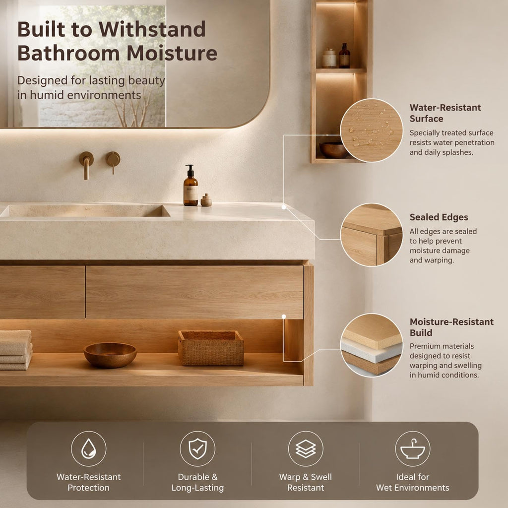 48 in Floating Bathroom Vanity with Sink & LED Backlit Mirror