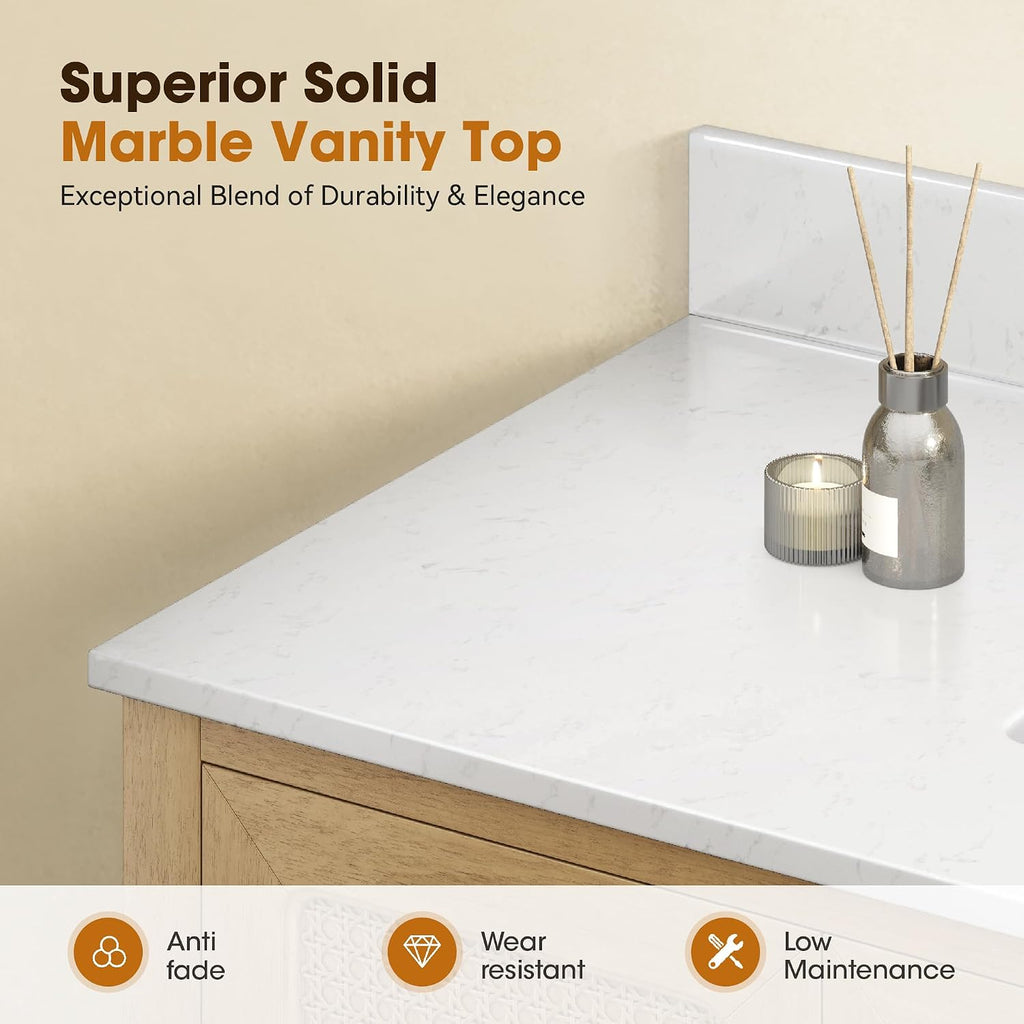 48 Inch Bathroom Vanity with Sink, Fully Pre-Assembled, Light Oak