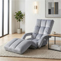 Velvet Adjustable Floor Gaming Chair with 14-Positions, Folding Floor Chair with Back Support, Indoor Floor Chairs with Armrest for Living Room, Bedroom, Balcony, Grey