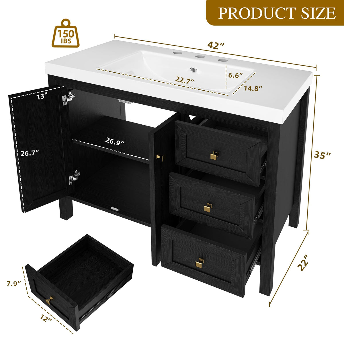 YITAHOME 36 inch Bathroom Vanity with Sink