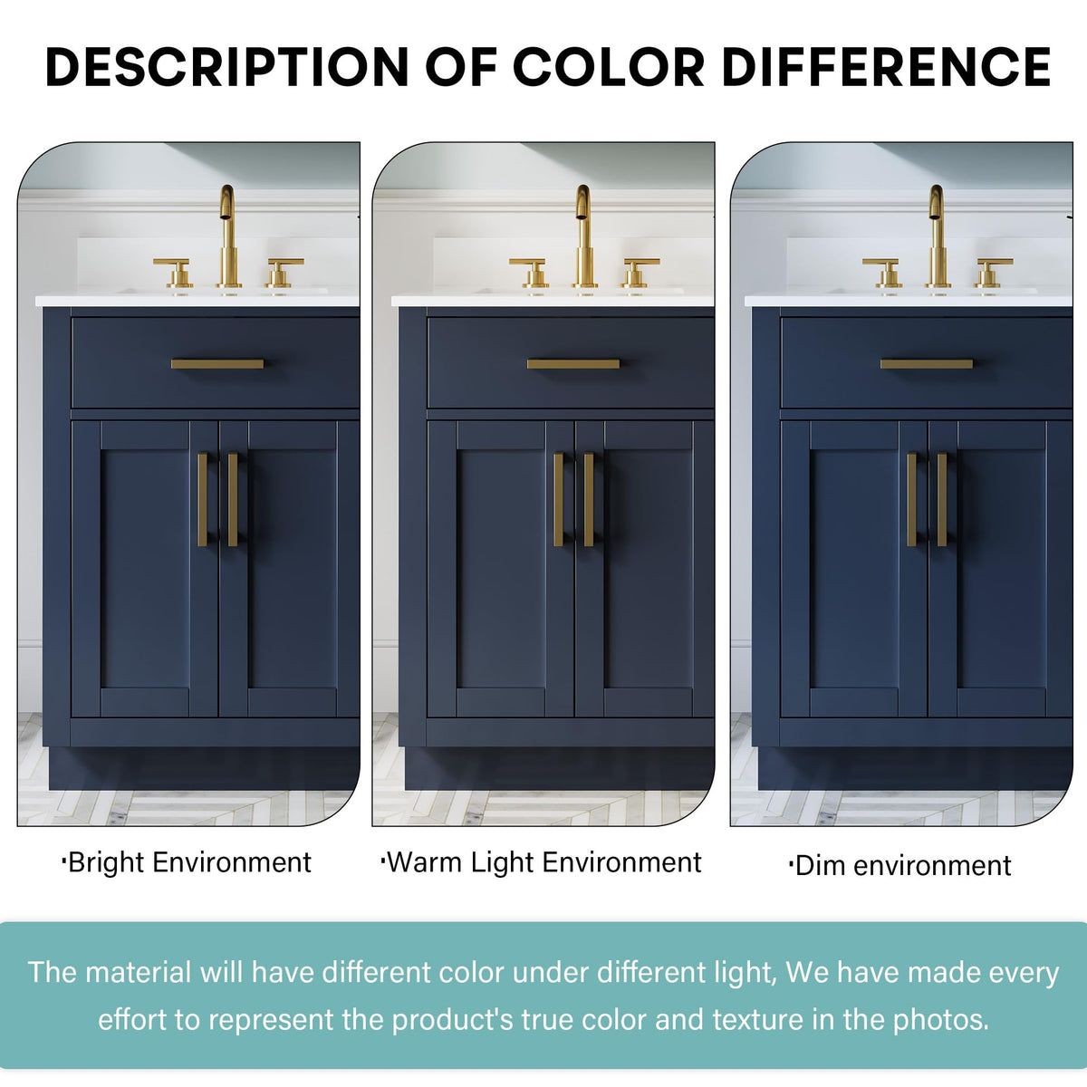 WELLFOR 36-Inch Bathroom Vanity with Sink W/ 2 Doors & 4 Drawers & 1 Flip Drawer,Navy Blue Vanity W/Matte Black Handles
