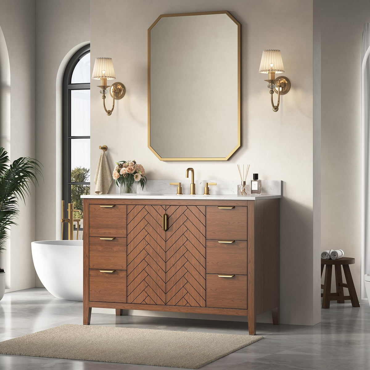 60 Inch Bathroom Vanity Double Sink, Steel Blue