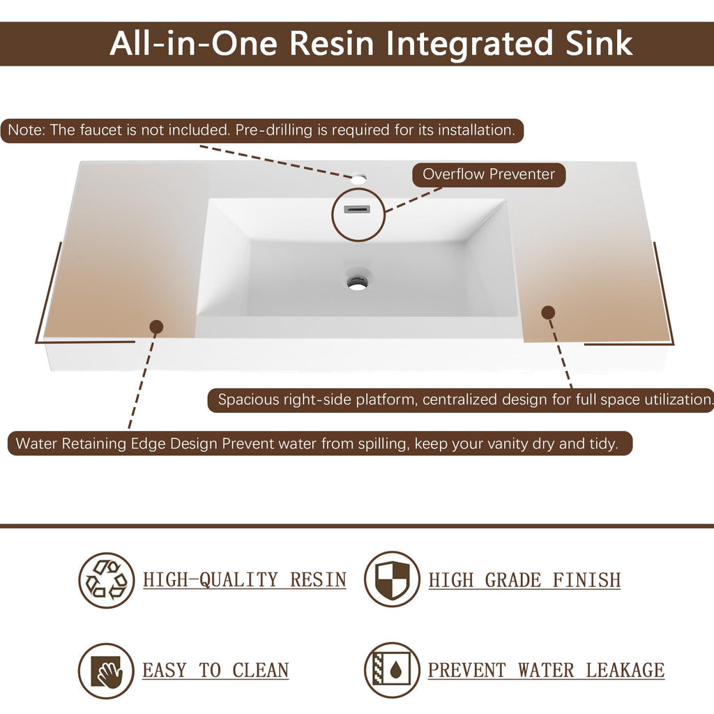 70" Double Sink Bathroom Vanity with Resin Basin, Faux Oak Finish