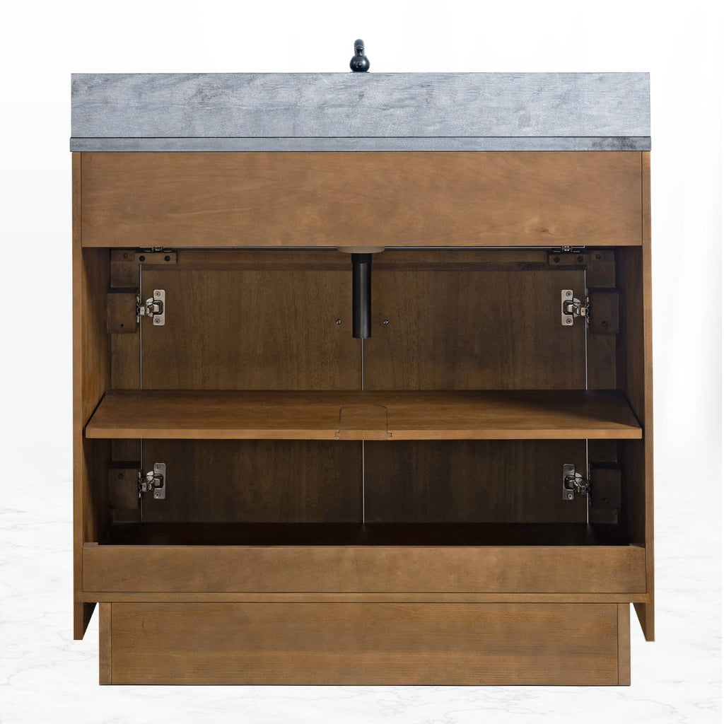 HOMEBEYOND 72" Bathroom Vanity with Double Sink & Ceramic Top, MDF Material Vanity Cabinet with Basin Combo, Soft-Closing Doors, Removable Shelf, Backsplash, Tan