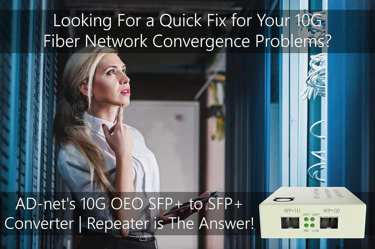 10G SFP+ to SFP+ Fiber to Fiber Media Converter, 2 Slot OEO 3R Repeater