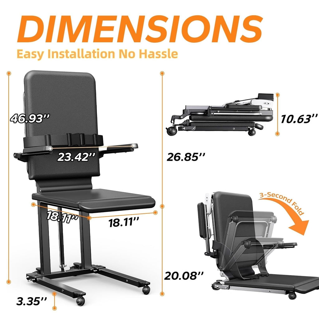 Steel Electric Floor Lift Chair with Wheels and PU Cushion, Floor Lift for Elderly, 440 LBS Capacity, Seat Belts and Handrails, Suitable for Home Use